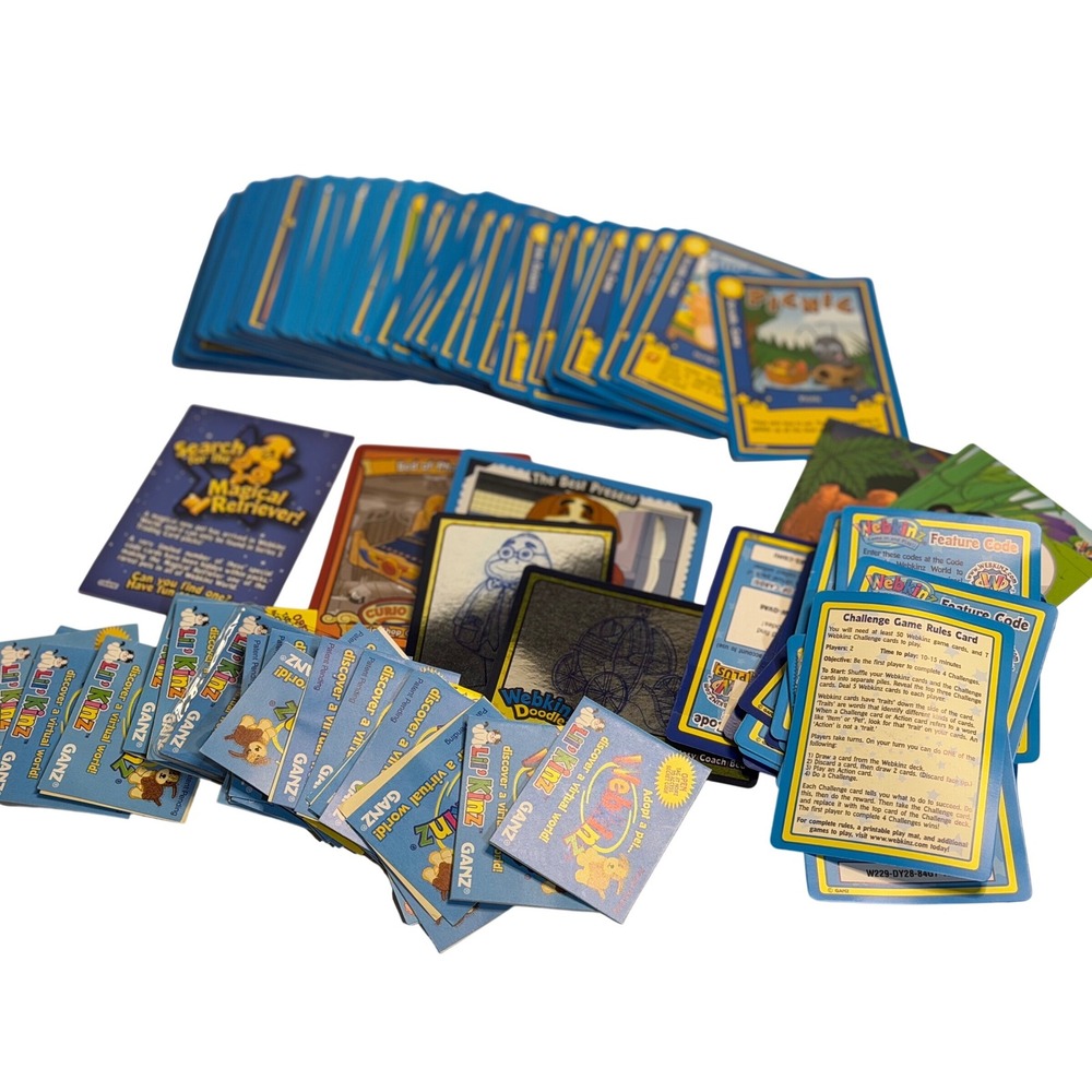 VTG Webkinz Trading Cards Blue Series 1 2‎ Lot USED CODES Lil' Kinz Ganz 2000s
